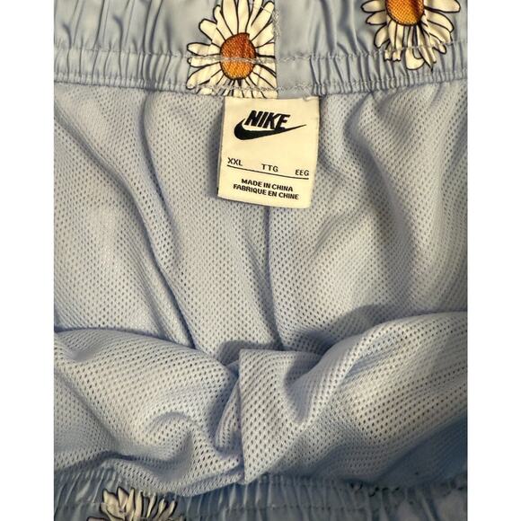 Nike Men's Lined With Pockets Swim Volley Ball Shorts Size XXL Blue with Daisies - Picture 4 of 5